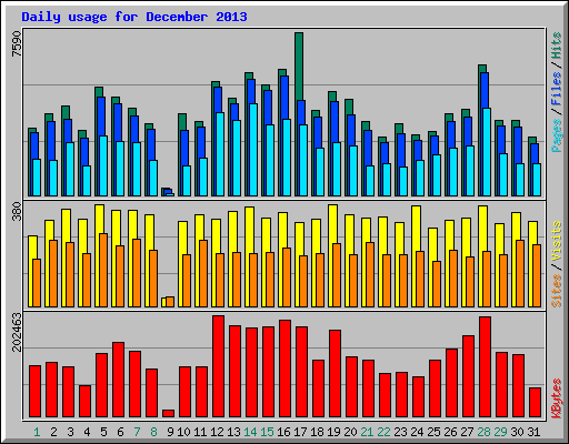 Daily usage for December 2013