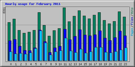 Hourly usage for February 2011